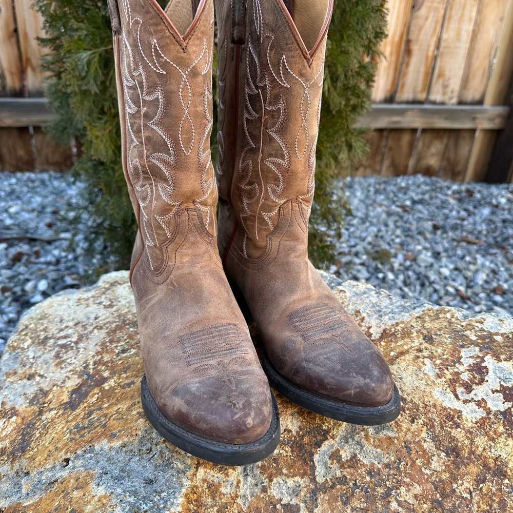 Shyanne Tan and Brown Leather Boots